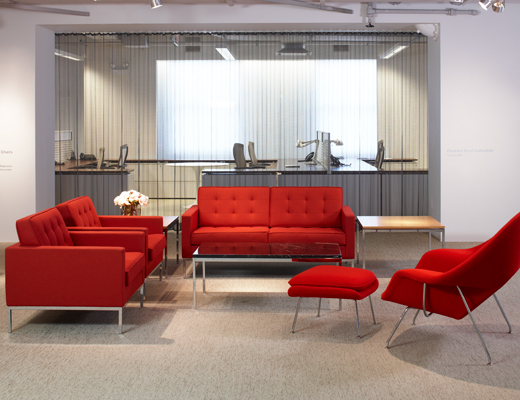 Florence Knoll Lounge Collection witih Saarinen Womb chair and ottoman