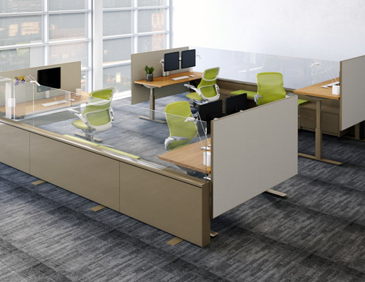 Antenna Workspaces Fence Antenna desk screen Tone height-adjustable table Sapper XYZ monitor arm Highwire task light Generation by Knoll work chair arriving workstation privacy screen divider add up glass