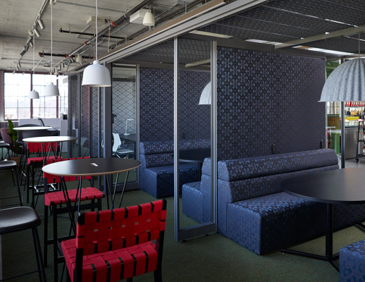 Design Days 2021 knoll design days breakout booths café seating risom barstool muuto rockwell unscripted occassional tables creative wall k. lounge high back bench antenna y base table