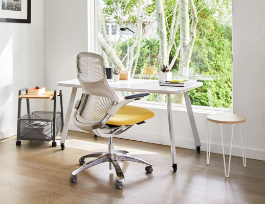 Rockwell Unscripted Easy Table with Mobile Storage Cart Generation by Knoll Sparrow Desktop light home office florence knoll hairpin table