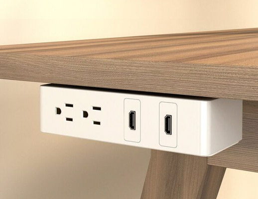 Table Undermount Electrical Outlet, 202, White Body/White Bracket