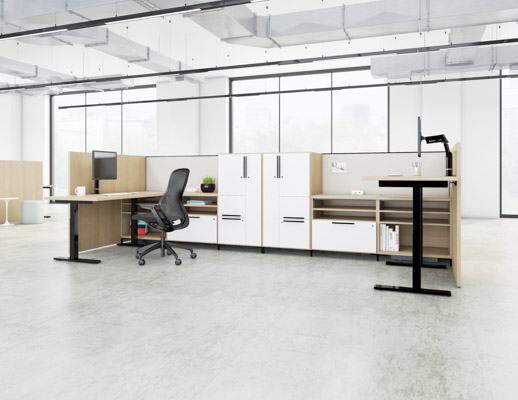 anchor doublewide pedestal raised foot workstation front access tower dividends Skyline glass gallery panel k.base sapper xyz