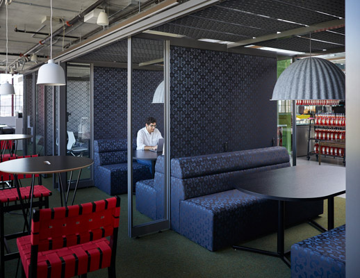 knoll design days breakout booths café seating risom barstool muuto rockwell unscripted occassional tables creative wall k. lounge high back bench antenna y base table